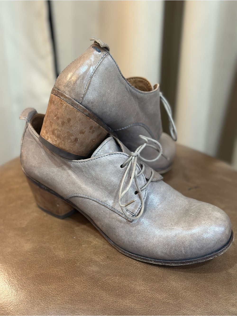 Moma Taupe Leather Derby Lace-Up Shoes size 38.5 (8-8.5) - Picture 6 of 10